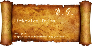 Mirkovics Irina névjegykártya